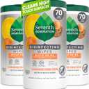 Seventh Generation Disinfecting Multi-Surface Wipes, Lemongrass Citrus, 70 Count, Pack of 3 