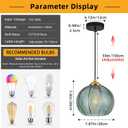 Mikeru 2-Pack Mint Glass Pendant Lights Kitchen Island Lighting Single Globe Pendant Light Fixtures Century Modern Kitchen Island Pendant Lighting for Bedroom Living Dining Room Light (Without Bulbs)