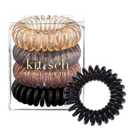 Kitsch Spiral Hair Ties for Women - Creaseless and Dent-free Coil Hair Ties No Damage, Phone Cord Coils | Made of Flexible and Durable Plastic | Ideal for Daily Use - 4pcs (Brunette)