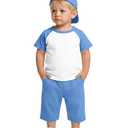 YooAurvox Toddler Boys' 2 Pieces Outfits, White/sky Blue, 5-6t
