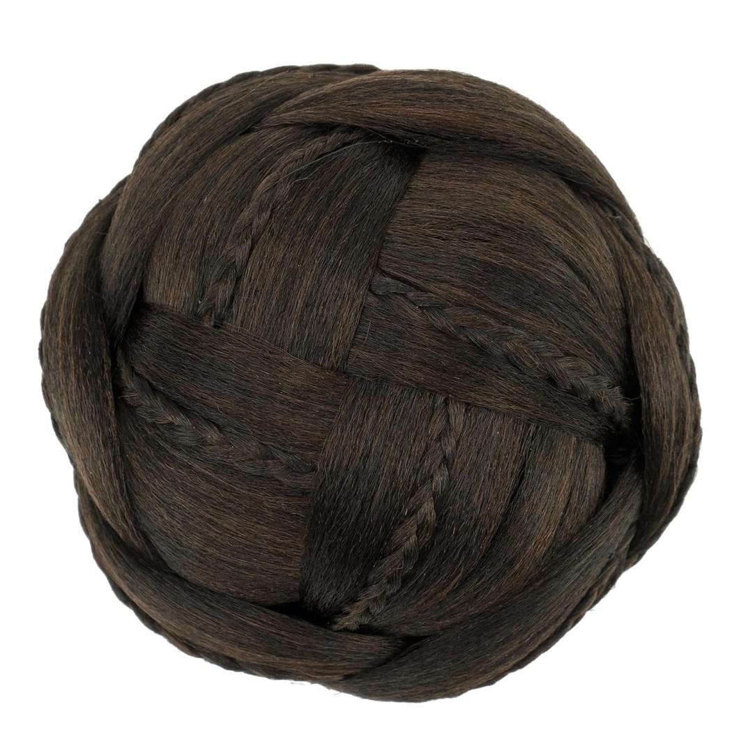 Large Curly Bun Hair Piece, 12.5CM/4.92in Extra Wide Fake Hair Bun, Heat Resistant Synthetic Chignon, Easy to Style Updo Hairpiece for Women black brown