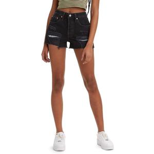 Levi's Women's 501 Original Shorts (34, (New) Black - Destructed)