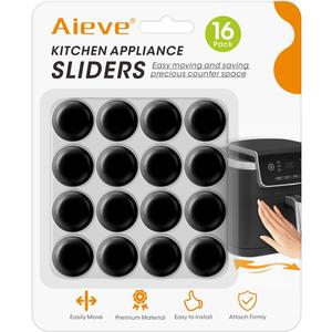 Aieve Black Appliance Slider, 16 Pcs Self Adhesive Appliances Sliders Countertop Caster Wheels, Kitchen Essentials Organization Home Must Have Gadgets