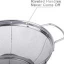 3 Pack 18/8 Stainless Steel Colander Sieves(5-Quart, 4-Quart and 3-Quart), Mesh Strainer Net Baskets with Handles & Resting Base for Strain, Drain, Rinse or Steam