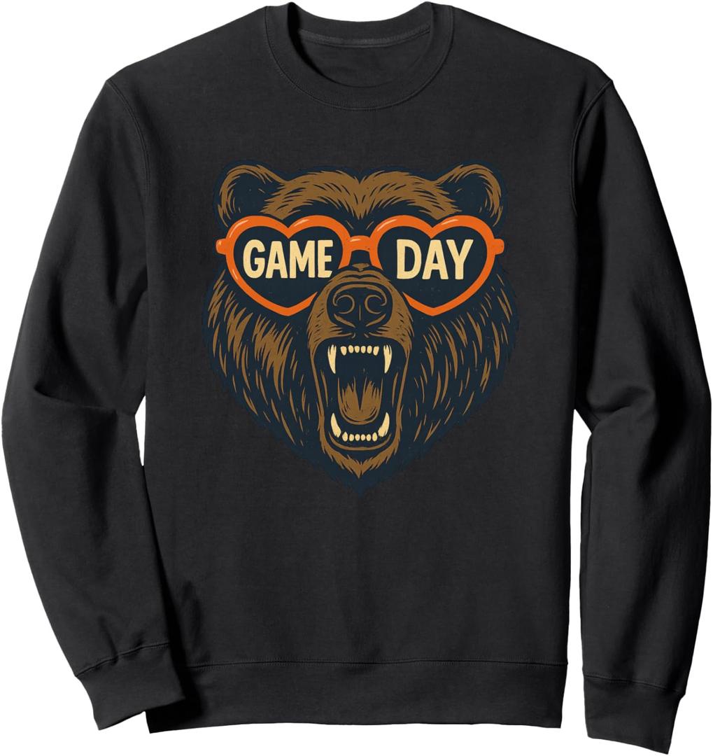 Funny Football Bear Game Day Vintage Shirt Fans Sweatshirt XL