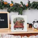 Red Truck Christmas Golden Retriever Wooden Box Sign, Gifts for Golden Retriever Lovers, Rustic Farmhouse Winter Wood Block Sign for Home Office Desk Shelf Table Decor, 5x5 Inch (white -26)