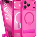 BXYJY for iPhone 17 Pro Magnetic Case with Kickstand, Camera Control, Compatible with MagSafe, Full Lens Protection, Military Grade Shockproof, Translucent Slim Thin Cover for iPhone 17 Pro, Hot Pink