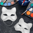 Pack of 2, DFLU Cat Therian Mask Kit with Fur and Eye Mesh, Blank DIY Therian Gear Stuff Masks Base to Paint