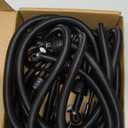 Heavy Duty Bungee Cords with Hooks 36 inch, 10mm Thick Black Color Cord, 4 Pack with Marine Grade Plastic Coated Hooks for Tarp, Camping, and General Use