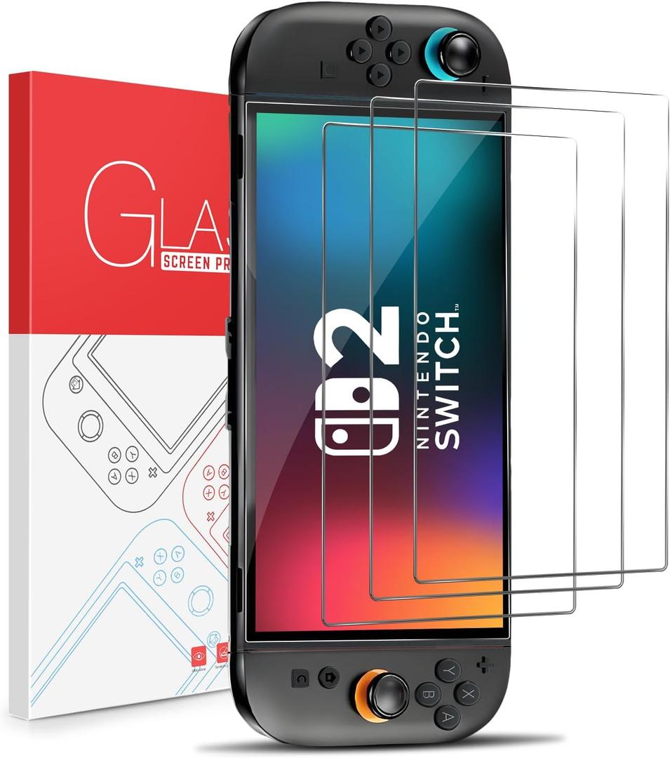 3 x 3-Pack Screen Protector Tempered Glass for Switch 2 [7.9 inch] 2025-HD Clear Anti-Scratch Travel Transparent Clear Screen Protector for Nintendo Switch 2 Console & Accessories