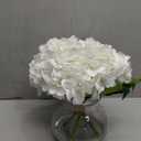 Hollyone Hydrangea Artificial Flowers with Vase White Silk Fake Flowers Arrangements in Glass Vase with Faux Water for Home Bathroom Office Table Centerpiece Shelf Decorations