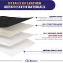 Leather Repair Patch Tape Kit, Self Adhesive Leather Repair for Furniture, Couch, Sofa, Car Seats,Office Chair,Vinyl Repair Kit.60inx16in (Black-Litchi Grain)