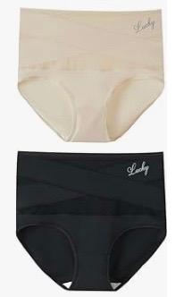 Lucky Women's High Waisted Underwear Postpartum Stretch Full Coverage Breathable Briefs 3 Packs Panties, Beige/Black, XXL