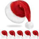 RJVW 5 Pcs Santa Hats Christmas Hats: Xmas Holiday Hat for Adults, Unisex Velvet Classic Santa Hat for Xmas New Year