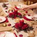 WELL KNOWN 2 Pcs 9" Mini Burgundy Dark Red Rose Artificial Flower Candle Rings Wreaths for Pillars as Mother's Day Home Dining Table Hanging Decor, Floral Wreath for Birthday Wedding Party & Gift