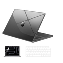 EooCoo Case Compatible with MacBook Pro 14 inch 2025 2024-2021 M4 M3 M2 M1 Pro Max Chip, Hard Shell Cases with Keyboard Cover, Screen Protector - Crystal Black