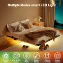 LUKIROYAL Floating Bed Frame Full Size with Smart LED Lights and Charging Station - Modern LED Bed Frame with Lights, Easy Assembly, No Box Spring Needed, Floating Beds