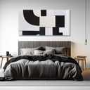 AERART Abstract Canvas Wall Art Maximalist Decor Black White and Grey Irregular Shape Home Decor Abstract Artwork Wall Decor Artwork for Bedroom Living Room Decoration Home Kitchen Office 24" X 48"