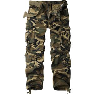 Men's Camo Cargo Work Pants Cotton Tactical Ripstop Casual Combat Pants with 8 Pockets (34)