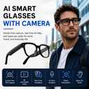 AI Smart Glasses with Camera, 4K Anti-Shake Video & Photo Capture. | Real-Time Translation, Object Recognition, AI Assistant, Open-Ear Audio, Smart Glasses with Camera and Bluetooth, Black