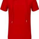 Aiyino Men's Short Sleeve Fashion Athletic Hoodies Sport Sweatshirt Hip Hop Pullover (3X-Large, Red)