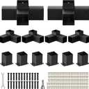 Pergola Kit, Heavy Duty Pergola Brackets for 4"x 4" (Actual 3.5" X 3.5") Lumber,DIY Rust-Proof Gazebo Hardware Kits with 3-Way & 4-Way Corner Bracket, Gazebo Brackets Kits for Patio Backyard Outdoor (Black)