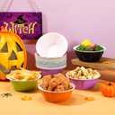 24 Pcs Halloween Bowls 23 oz Disposable Plastic Dessert Holders Halloween Candy Bowl Green Purple Orange Black Snack Bowls for Party Picnic