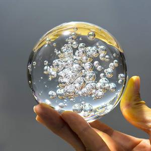 Crystal Ball Glass Globe Decor - Crystal Sphere with Stand & Gift Box, Clear Decorative Crystal Globe, 3D Crystal Ball for Home Decor Photography, Gazing Divination Fengshui Meditation, 2.3 inch/60mm