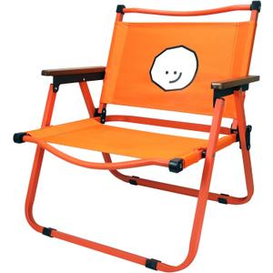 Vibrant And Cheerful Orange Folding Outdoor Chair, Compact Lightweight Portable Design with Wood Armrests & Metal Frame for Backyar, Camping, Beach, Hiking, Picnics