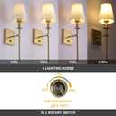 Dimmable Wall Sconces Set of 2, Gold Bathroom Vanity Lighting Fixtures, Modern Gold Wall Light with On Off Switch for Living Room Bedroom Hallway