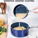 MICHELANGELO 4 Quart Saucepan with Lid, Nonstick Ceramic Sauce Pan with Stainless Steel Handle, 4 Qt Saucepan with Lid Induction Compatible, Oven Safe, Blue
