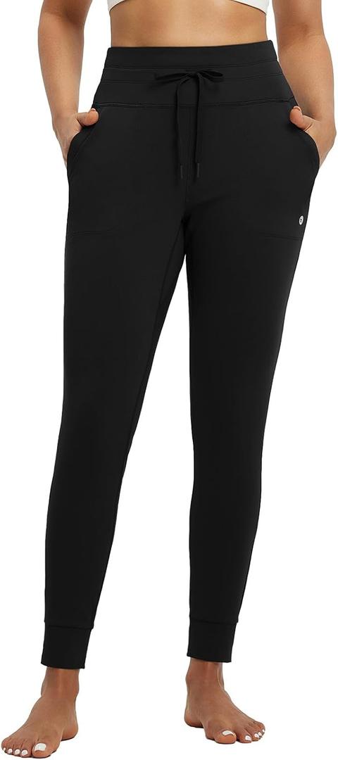 baleaf Women's Fleece Lined Leggings-Fit Joggers Winter Lounge Pants with Pockets Thermal Warm Sweatpants Casual (Medium, Black)