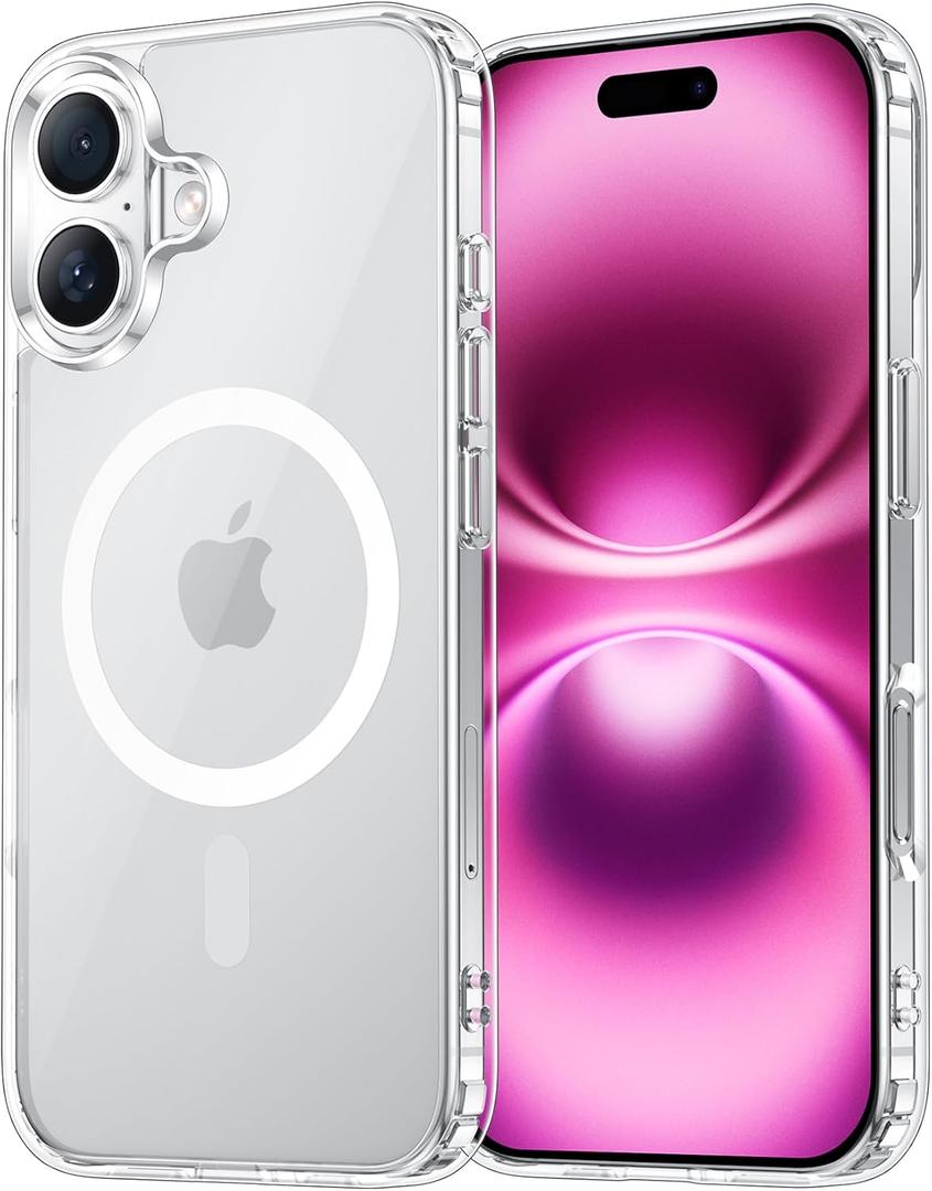 Temdan for iPhone 16 Plus Case Clear, [Compatible with Magsafe][Anti-Yellowing][Military-Grade Protection] Shockproof Slim Magnetic Phone Case for iPhone 16 Plus, Transparent