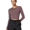Nike Women's Sportswear Chill Knit Slim Long-Sleeve Cropped Top, Tattoo/White, Medium (L)
