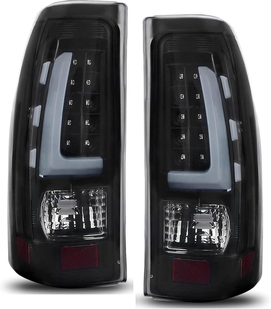 DWVO Tail Light Assembly Compatible with 1999-2006 Chevy Silverado 1500/2500, 01-06 Silverado 1500HD/2500HD/3500, 99-02 GMC Sierra 1500 2500 3500 Tail Lights Replacement LED Tail Lamps (Smoke Lens)