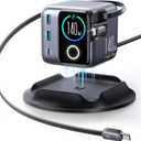 JOYROOM 5-in-1 USB C Charging Station, 140W Ultra-Fast 5-Port Desktop Charger with Dual Retractable 100W USB-C Cables (2.6ft), 1.54 Smart LCD Power Display for MacBook, iPhone, Home & Office