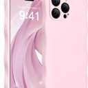 Magnetic for iPhone 15 Pro Max Case, [Full Camera Protection][Compatible with MagSafe] Cute Wave Frame Silicone Shockproof Protective Phone Case for iPhone 15 Pro Max 6.7",Chalk Pink