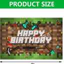 3x5Ft Pixel Birthday Backdrop, Large Sandbox Theme Party Decorations Miner Party Supplies Video Game Banner for Theme Party, Birthday