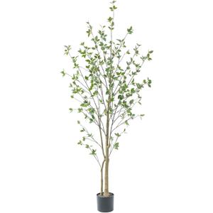 Bellacat 6ft Artificial Minimalist Citrus Tree with Lifelike Leaves, 72in Faux Citrus Tree with Realistic Trunks, Faux Tree Indoor Outdoor for Home Office Living Room Bedroom Porch Decor. (Basic Pot)
