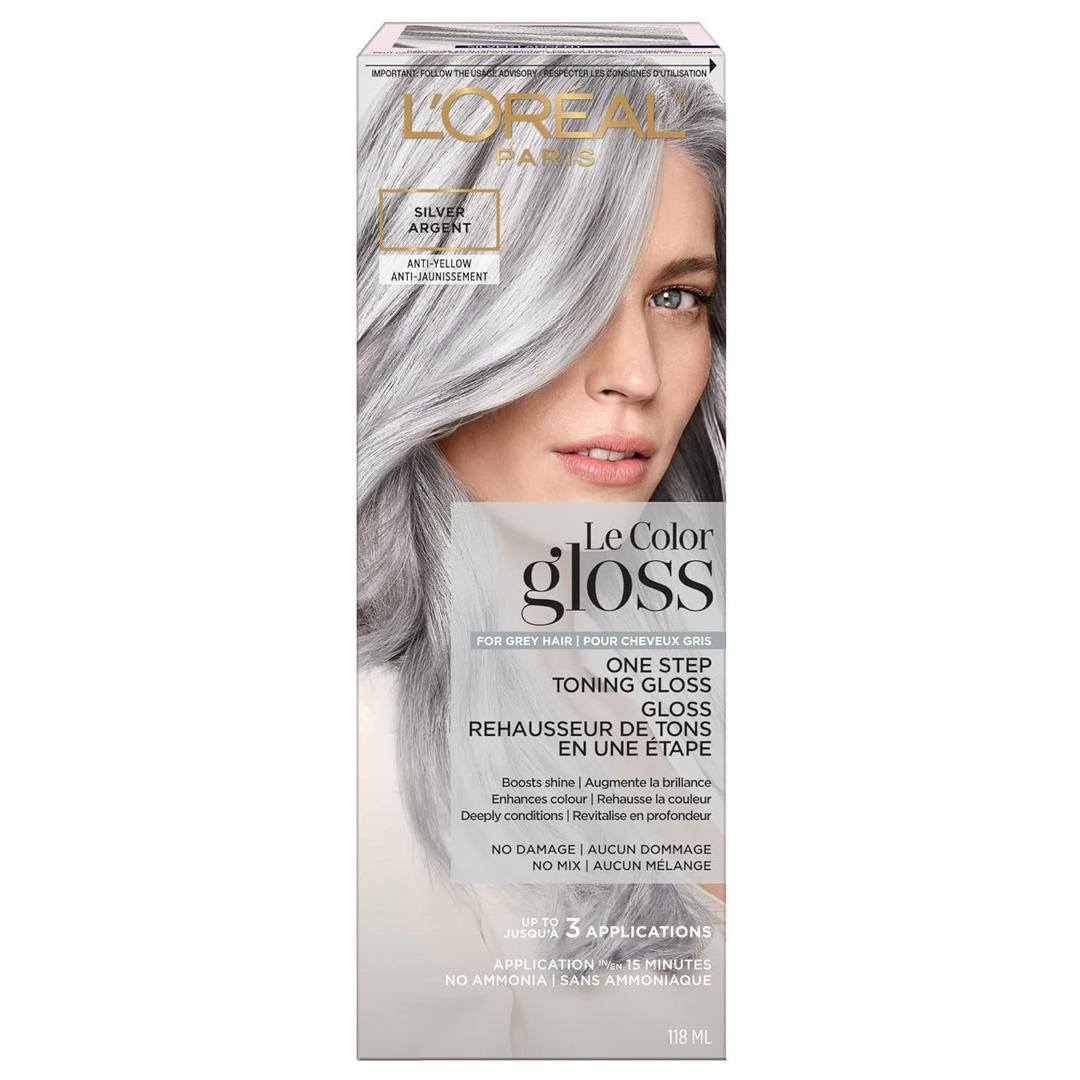 LOreal Paris Le Color Gloss One Step In-Shower Toning Hair Gloss, Neutralizes Brass, Conditions & Boosts Shine, Silver, 4 Ounce