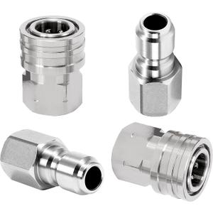 M MINGLE Pressure Washer Adapter, 2 Sets 3/8 Inch Quick Connect Fittings, Stainless Steel Pressure Washer Fittings, Male and Female Power Washer Quick Disconnect Kit, 5000 PSI