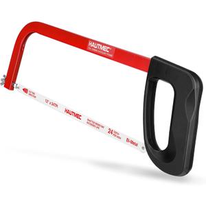 HAUTMEC 12-Inch Hacksaw, High Tension Hack Saw Frame with 24 TPI Bi-Metal HSS Blade, Hand Saw for Cutting Metal, Steel Pipe, PVC & Wood (HT0398)