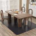 5'x7' Black Floor Mat for Under Dining Room Table, No Scratch Durable Plastic Area Rug for Kitchen, Waterproof Easy Flat Floor Protector for High Traffic Area