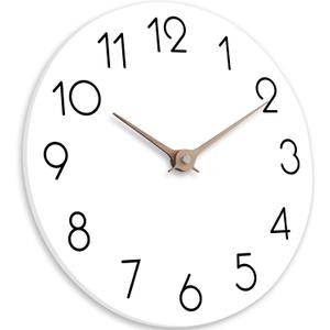 cicininc 12 Inch Wall Clock - Wooden Silent Wall Clocks Battery Operated Non Ticking, Modern Simple Clock for Bathroom, Office, Bedroom, Home, Kitchen, Living Room(12"-White)