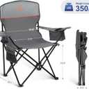 LET'S CAMP Camping Chair 2 Pack Folding Chair with 4-Can Cooler Bag Portable Lawn Chair with Cup Holder,Storage Pocket, Supports 350LBS, Collapsible Chair for Camp, Beach, Picnic (Grey)