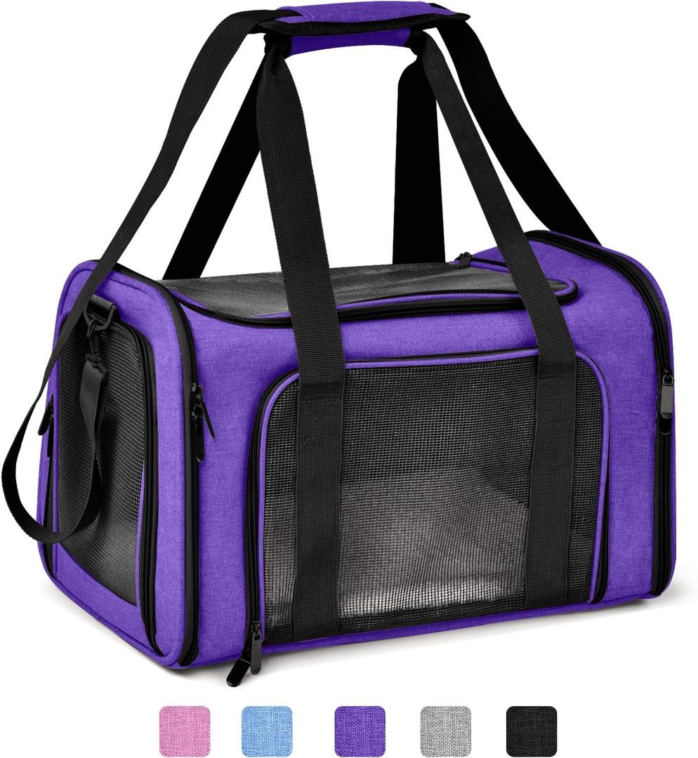 Large Cat Carriers Dog Carrier Pet Carrier for Large Cats Dogs Puppies up to 25Lbs, Big Dog Carrier Soft Sided, Collapsible Travel Puppy Carrier - Large - Purple (20.0"L x 13.0"W x 13.0"H)