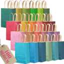 Qiqee 100PCS Medium Mulitcolor Gift Bags With Handles Bulk Multiple Uses (10.6"x8.3"x4.3")