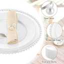 Tioncy 50 Set Clear Charger Plates Bulk Beaded Plastic Charger Plates 13 Inch, Napkin Rings, Acrylic Round Dinner Table Decorative Plate for Wedding Party Event (Clear and Silver)