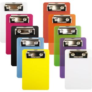 10 Pack A6 Plastic Colorful Mini Clipboards with Low Profile Clip, Portable Clip Boards for Classroom, Office, Restaurants, Small Clipboards 4 x 6 Inch
