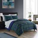 Dearfoams 7 Piece Super Soft Bed in a Bag Bedding Set, Blue Tartan, King